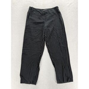 Lauren Essentials Pajama Pants Womens M Black Striped Cotton Light Purple Label